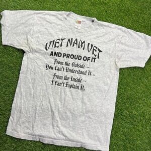 Vintage Fruit of the Loom Viet Nam Vet Proud Graphic T Shirt Mens Size L 1997